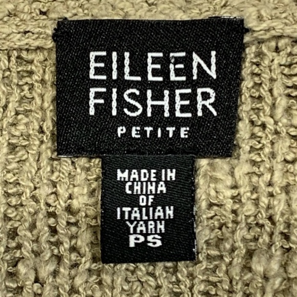 Eileen Fisher Cardigan  Boucle Textured Knit In Khaki/Taupe Tone   Size PS - Picture 8 of 9
